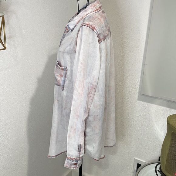 Paper + Crane Small Twist-Front Button-Down Plaid Shirt size S - Picture 4 of 8